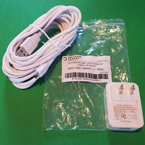 Rollease Acmeda Micro B Male Ext Cable 13' AC Adapter USB Charger Mt03031069007